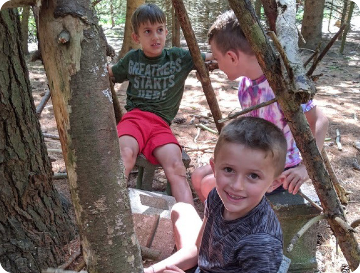 boys playing in the woods