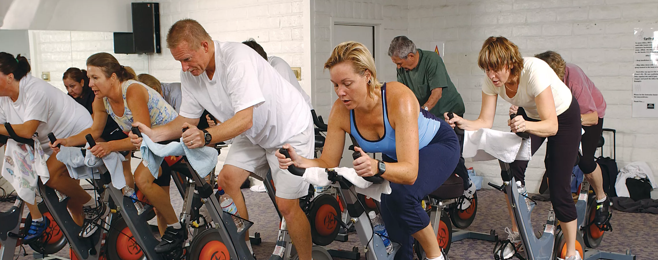 a YMCA group cycling class