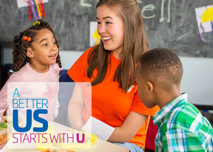 Child care worker with 2 children