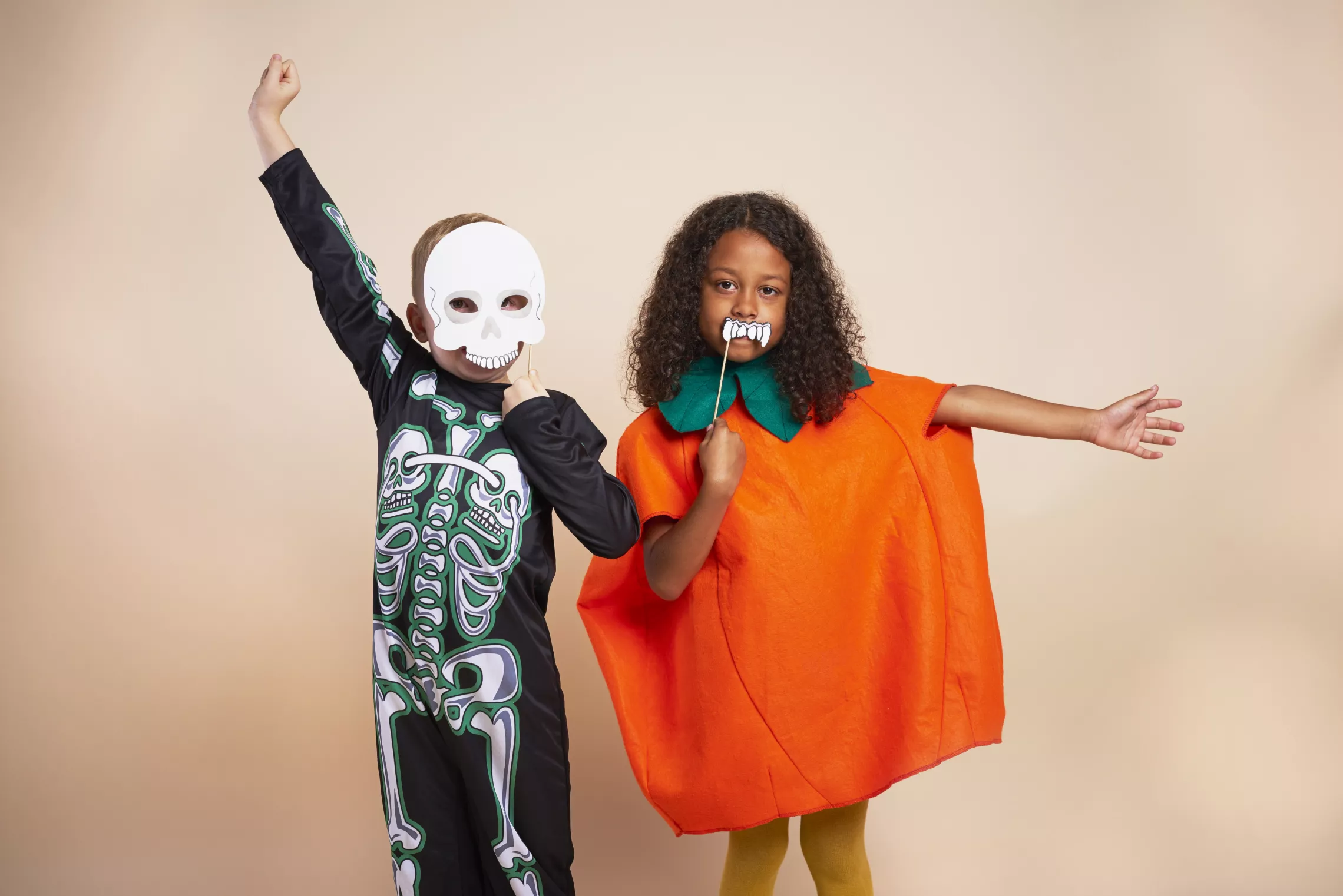 Two children dressed up for halloween