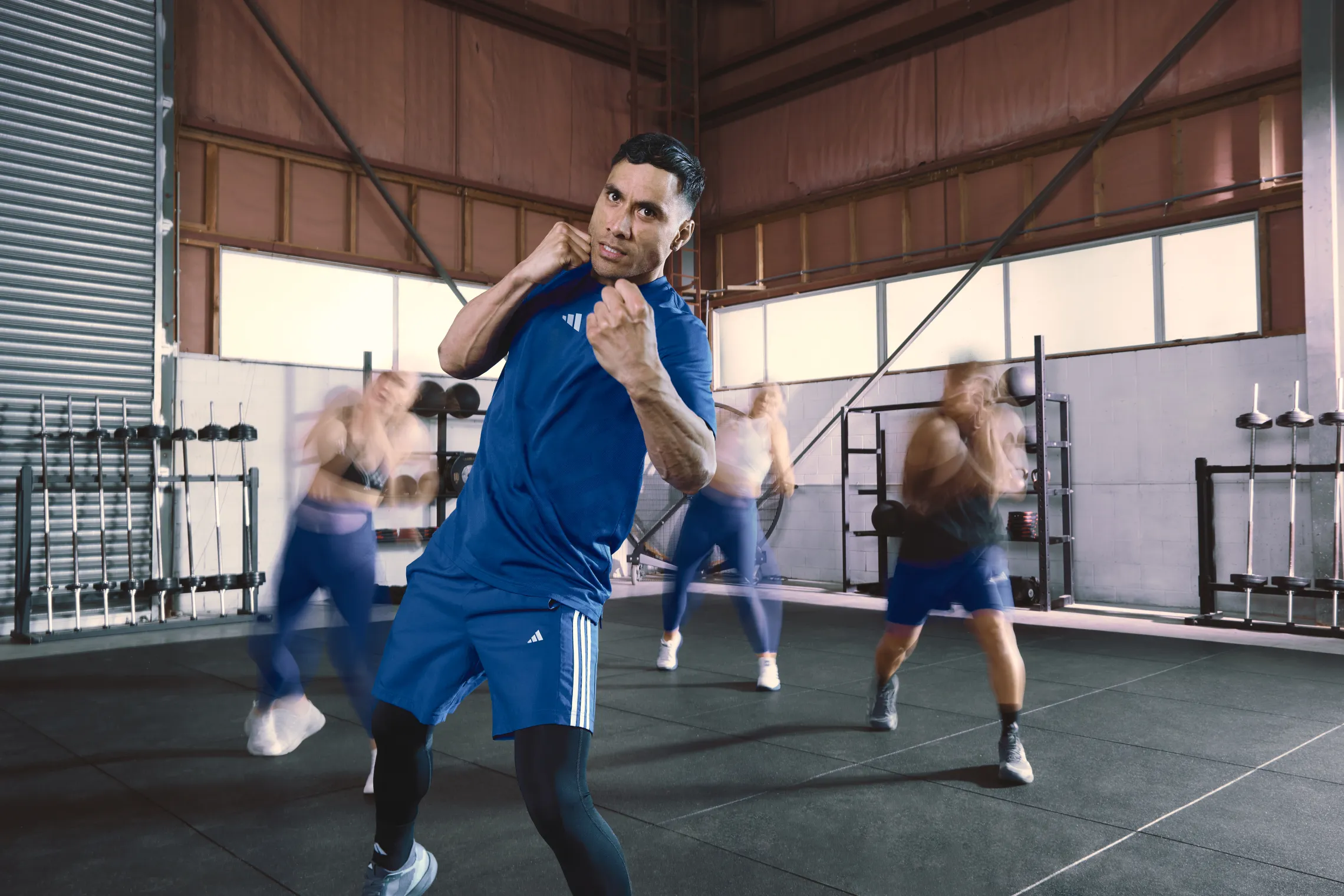 Group doing kickboxing exercises
