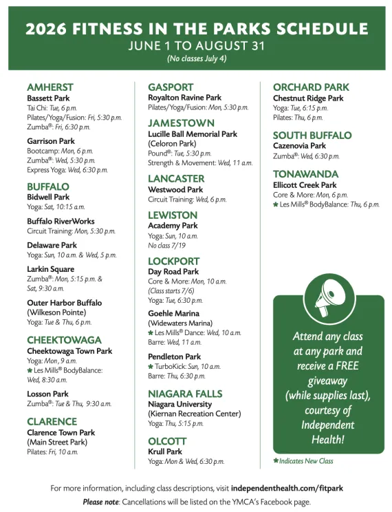 Fitness in the Parks 2026 Schedule