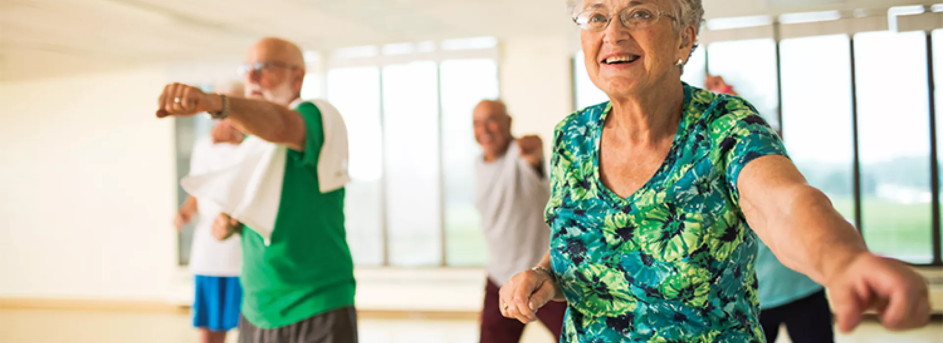 Active older adults in a fitness class