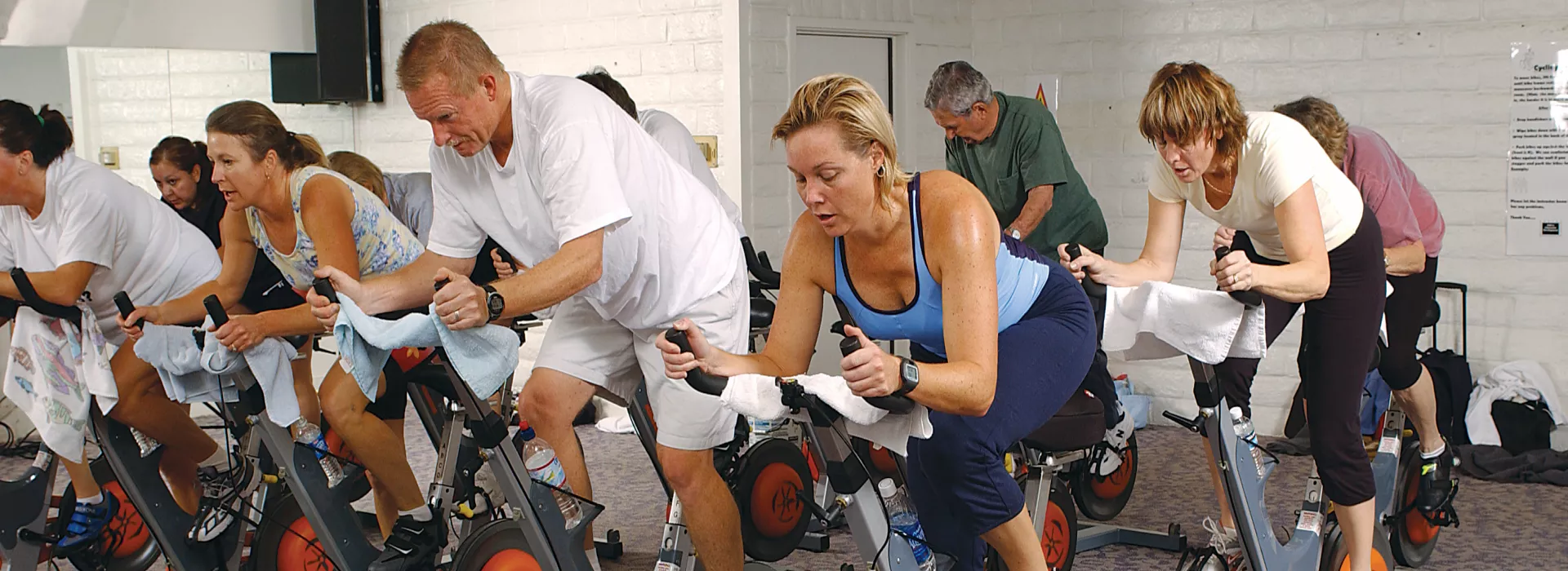 a YMCA group cycling class