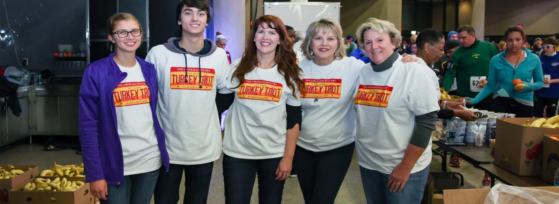 Group of turkey trot volunteers posing for a photo